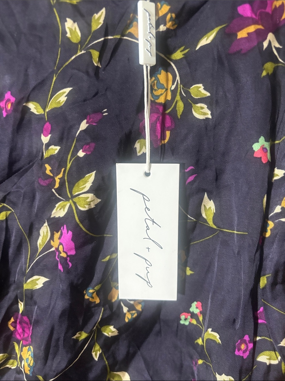 Petal & Pup Navy Floral Midi Dress with Pink and Green Accents - Picture 4 of 10